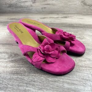 Taryn Rose Heels Toe Peep Sandal Heels Pink Flower Italy Women EU 42 US 11